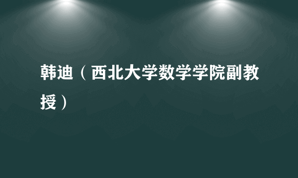 韩迪（西北大学数学学院副教授）