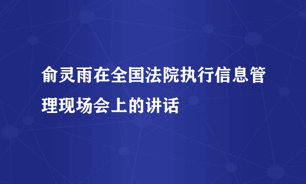 俞灵雨在全国法院执行信息管理现场会上的讲话