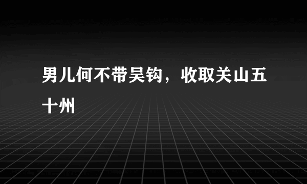 男儿何不带吴钩，收取关山五十州