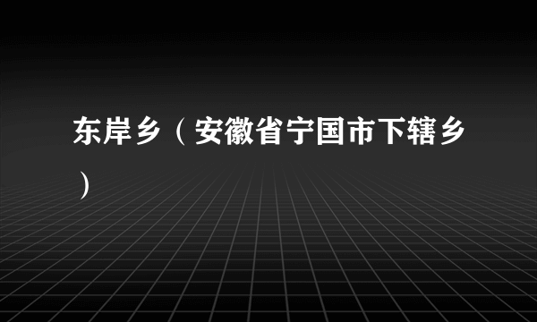 东岸乡（安徽省宁国市下辖乡）