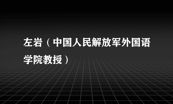 左岩（中国人民解放军外国语学院教授）