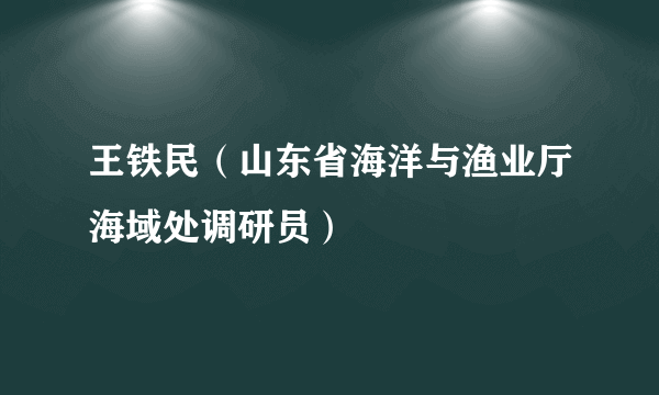 王铁民（山东省海洋与渔业厅海域处调研员）