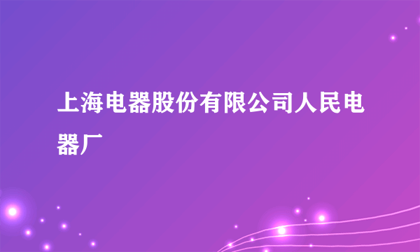 上海电器股份有限公司人民电器厂