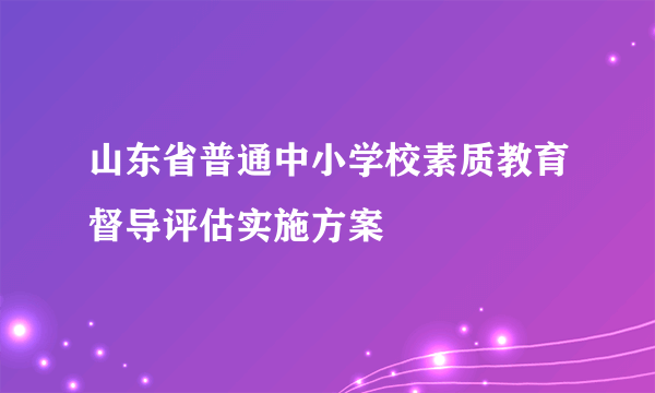 山东省普通中小学校素质教育督导评估实施方案