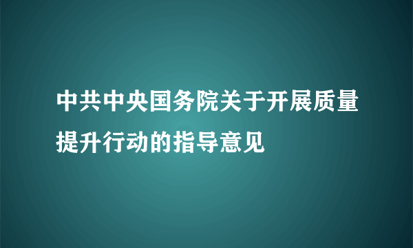 中共中央国务院关于开展质量提升行动的指导意见