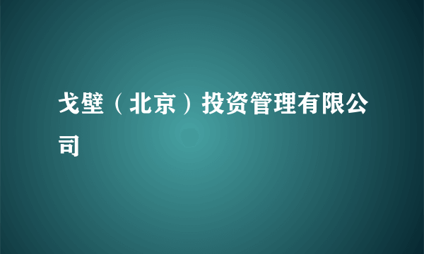 戈壁（北京）投资管理有限公司