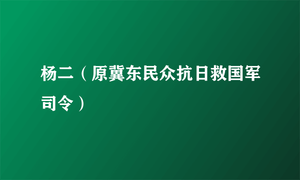 杨二（原冀东民众抗日救国军司令）