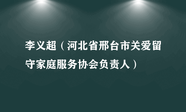 李义超（河北省邢台市关爱留守家庭服务协会负责人）