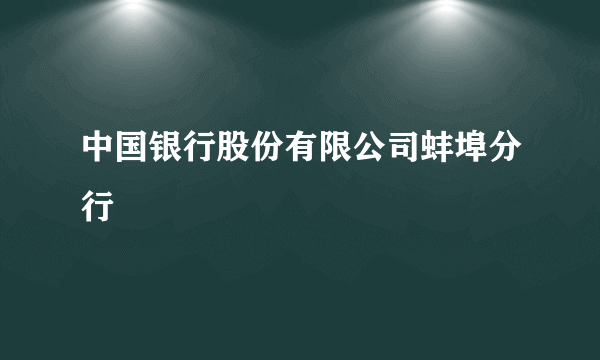 中国银行股份有限公司蚌埠分行