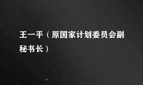 王一平（原国家计划委员会副秘书长）