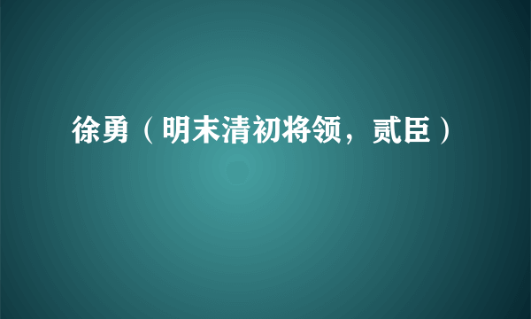 徐勇（明末清初将领，贰臣）