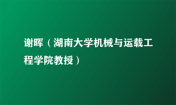 谢晖（湖南大学机械与运载工程学院教授）