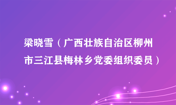 梁晓雪（广西壮族自治区柳州市三江县梅林乡党委组织委员）