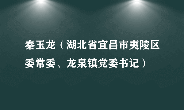 秦玉龙（湖北省宜昌市夷陵区委常委、龙泉镇党委书记）