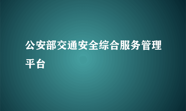 公安部交通安全综合服务管理平台