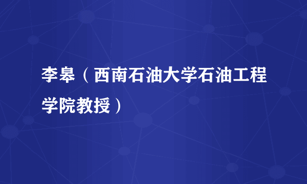 李皋（西南石油大学石油工程学院教授）