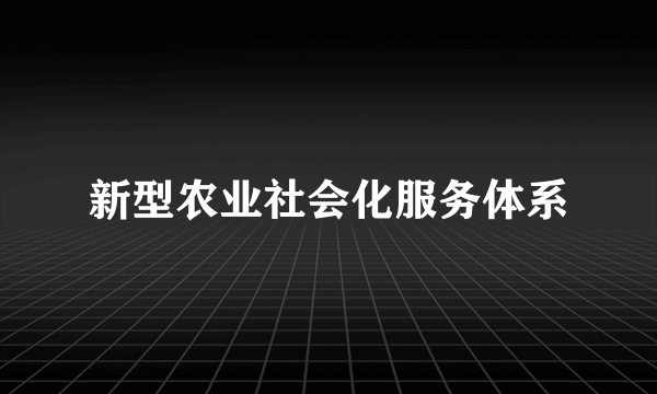 新型农业社会化服务体系