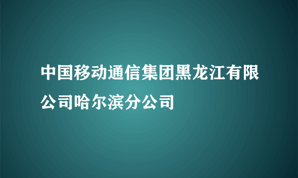 中国移动通信集团黑龙江有限公司哈尔滨分公司