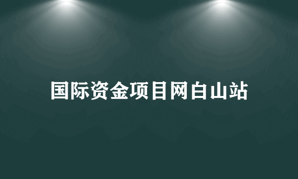 国际资金项目网白山站