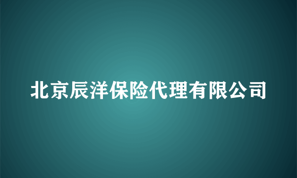 北京辰洋保险代理有限公司