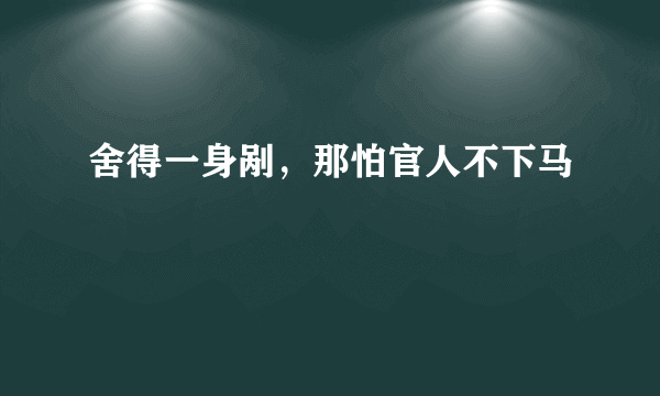 舍得一身剐，那怕官人不下马