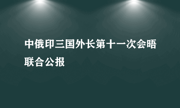 中俄印三国外长第十一次会晤联合公报