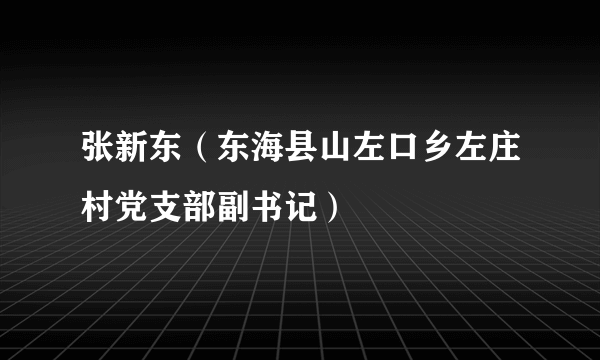 张新东（东海县山左口乡左庄村党支部副书记）