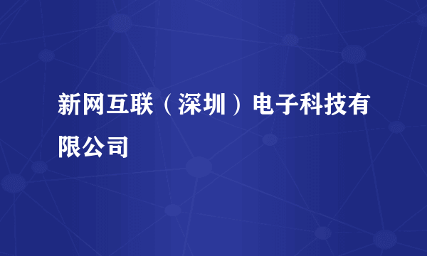 新网互联（深圳）电子科技有限公司