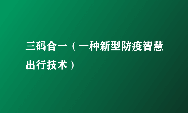 三码合一（一种新型防疫智慧出行技术）