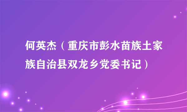 何英杰（重庆市彭水苗族土家族自治县双龙乡党委书记）