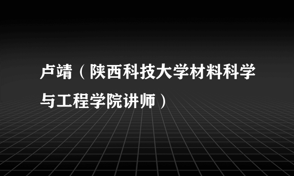 卢靖（陕西科技大学材料科学与工程学院讲师）