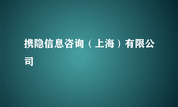 携隐信息咨询（上海）有限公司