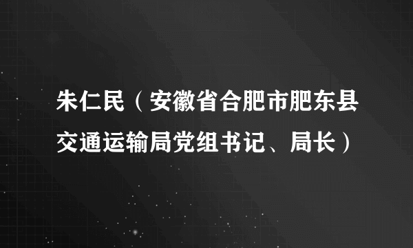 朱仁民（安徽省合肥市肥东县交通运输局党组书记、局长）