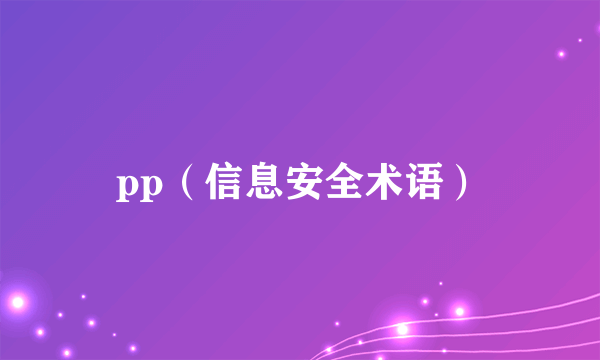 pp（信息安全术语）