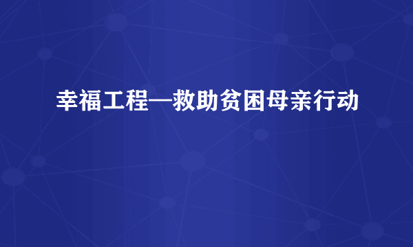 幸福工程—救助贫困母亲行动