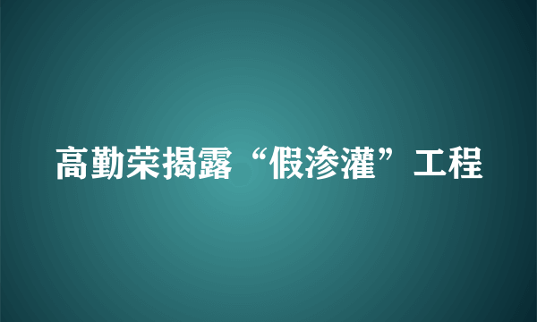 高勤荣揭露“假渗灌”工程