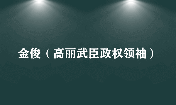 金俊（高丽武臣政权领袖）