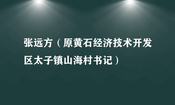 张远方（原黄石经济技术开发区太子镇山海村书记）